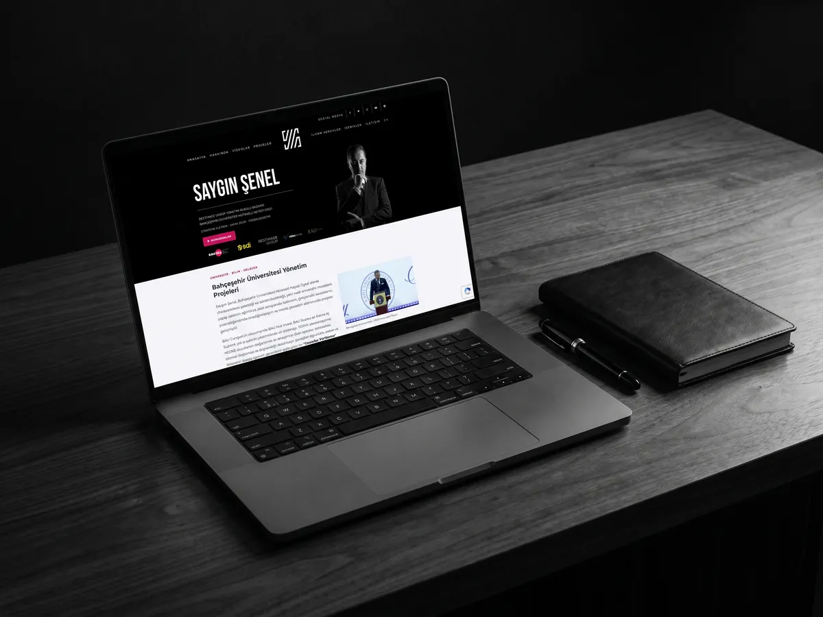 Saygın Şenel web sitesi, cihaz üzerinde ana sayfa görünümü