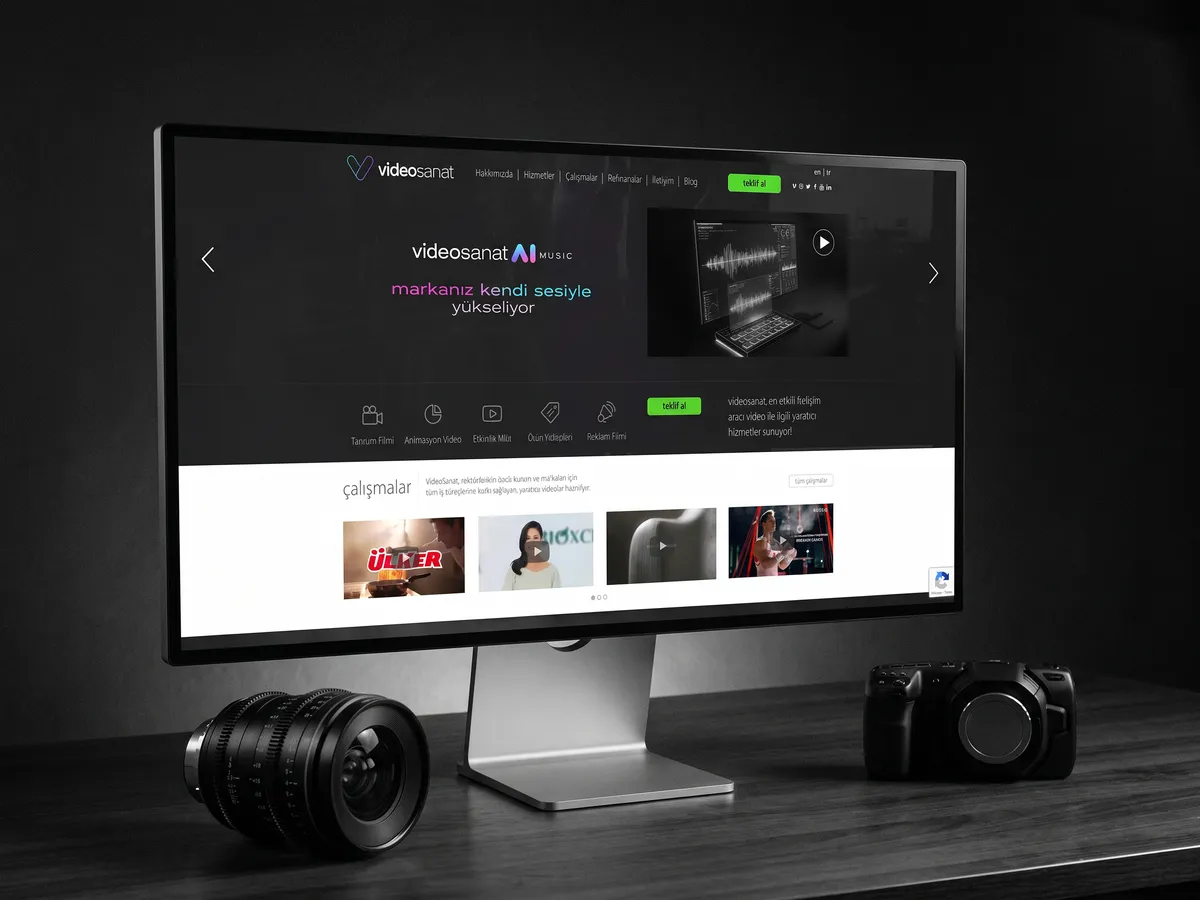 Videosanat web sitesi, cihaz üzerinde ana sayfa görünümü